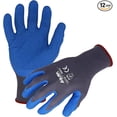 thumbnail image 1 of Azusa Safety L22118 13 gauge Knit Nylon Work Safety Gloves, Latex Coated Textured Crinkle Finish. Small 7", Blue/Gray (Pack of 12 pairs), 1 of 2