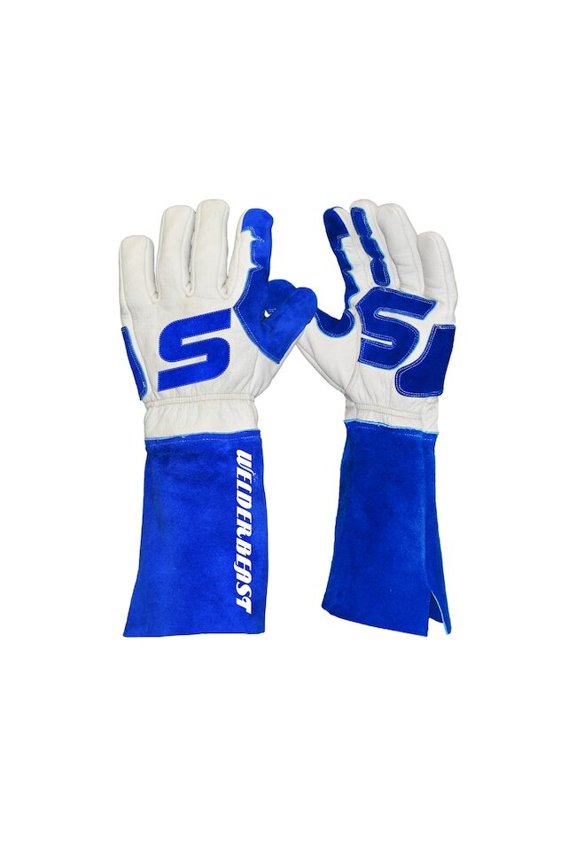 Welding Gloves, Cinched Wrist Cuff, English Thumb, Buffalo, M, 1 PR