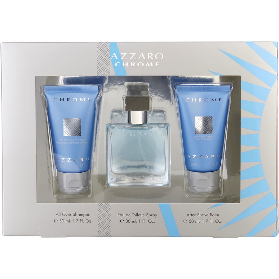 Azzaro Chrome Eau De Toilette Spray 1 Oz, All Over Shampoo 1.7 Oz