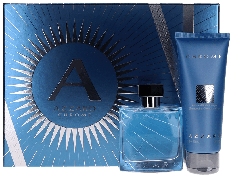 Azzaro Chrome 2 Pc Gift Set - 1.7oz EDT Spray, 3.4oz Hair and Body