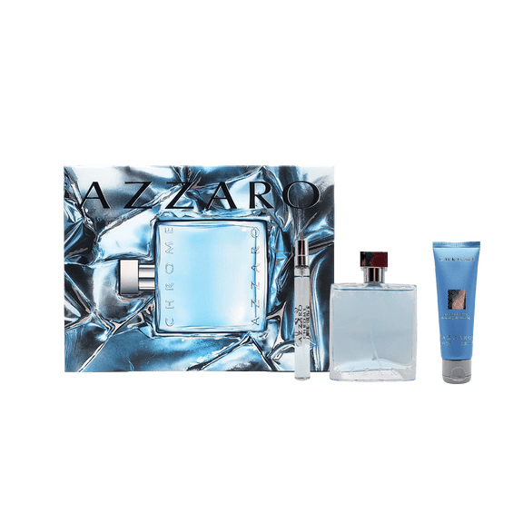 Azzaro Chrome for Men 3-Piece Set: 3.4 oz Eau de Toilette Spray + 2.5 oz Shower Gel + 0.33 Eau de Toilette Spray