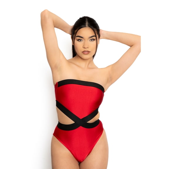 Azzul Swimwear Swimsuit LUNA Bralette UV/Chlorine Resist Size S Color red