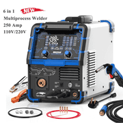 Azzunox Aluminum 250Amp MIG Welder,6 in 1 Gas MIG/Gasless Flux Core/Stick/Lift TIG/Spot Welding/Spool Gun Compatible Welding Machine 110V/220V Large LED Display Multi Process Welder