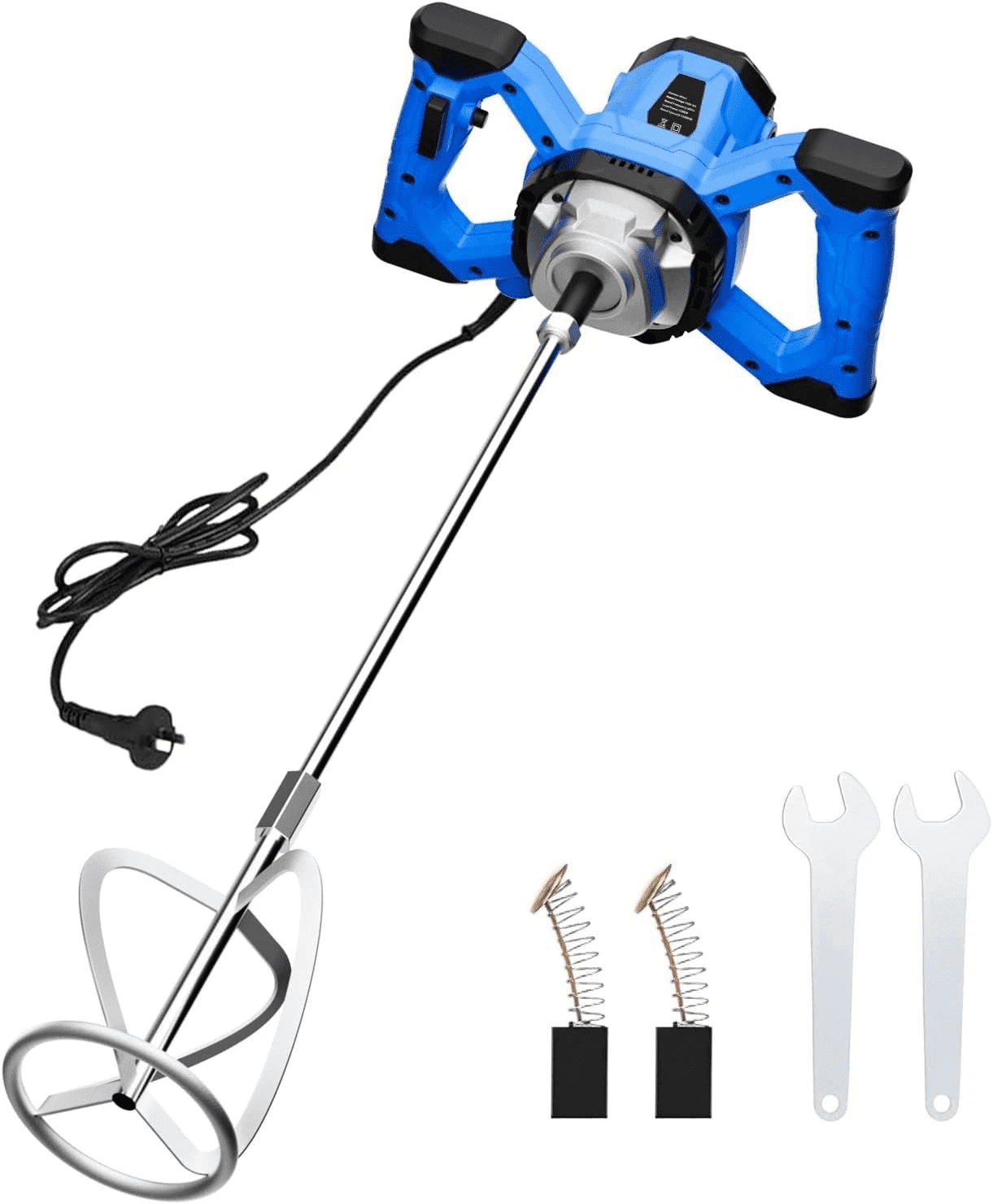 Azzunox Cement Mixer Electric Concrete Mixer Machine 110V Handheld Mud Mixer with 6 Adjustable Speed for Mixing Concrete, Cement, Mud, Mortar, Putty, Paint (Blue)