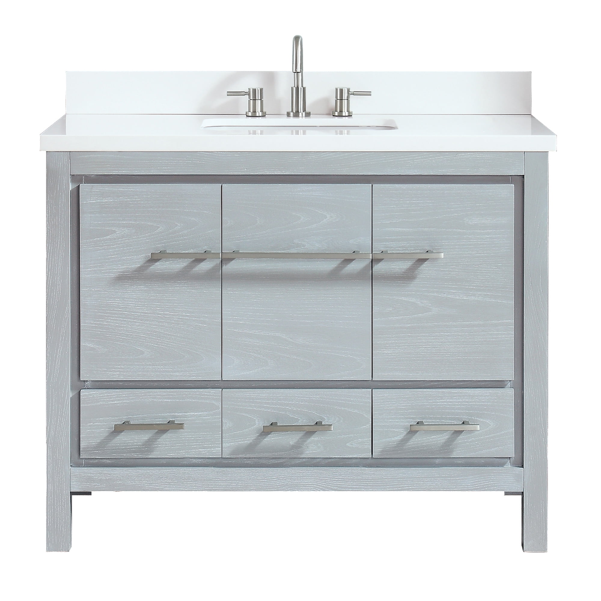 Riley 43" Sea Salt Gray Quartz Stone Single Vanity Set