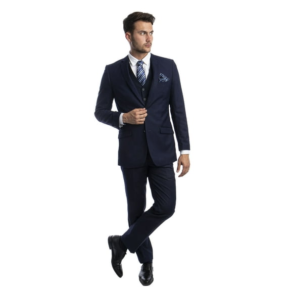 Azzuro Men's 3-Piece Suit Set with Jacket, Vest, and Dress Pants