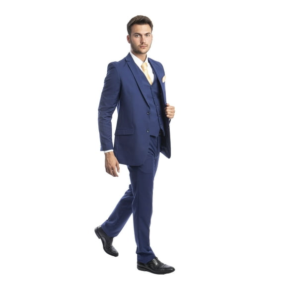 Azzuro Men's 3-Piece Suit Set with Jacket, Vest, and Dress Pants
