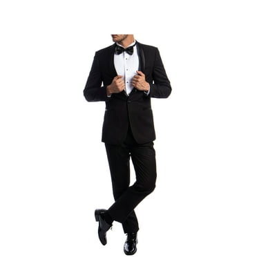 Azzuro Men's Slim Fit Shawl Collar Tuxedo Set with Pants, Single-Breasted, Solid