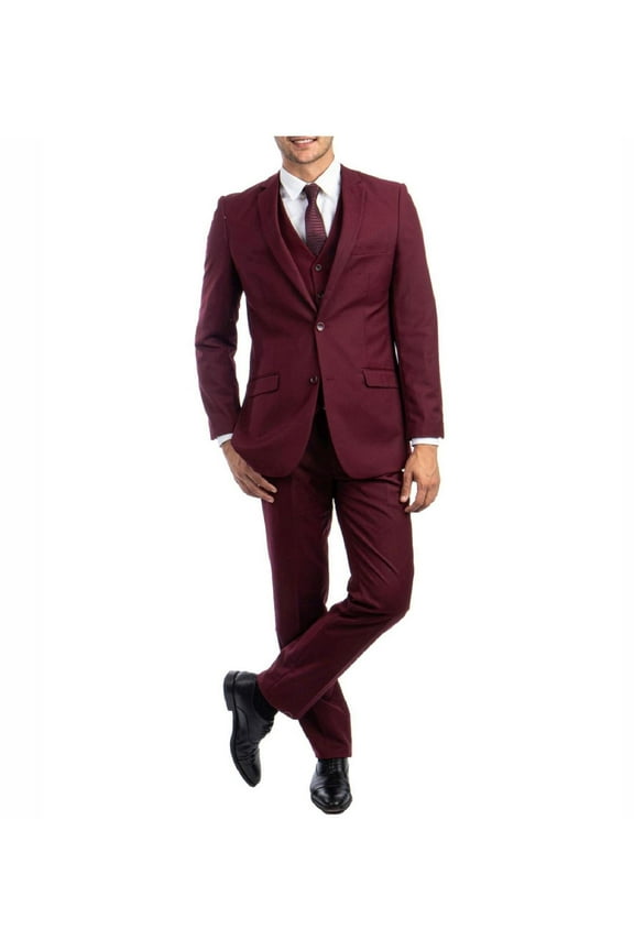 Mens 3 PC Slim Fit Two-Button Suit