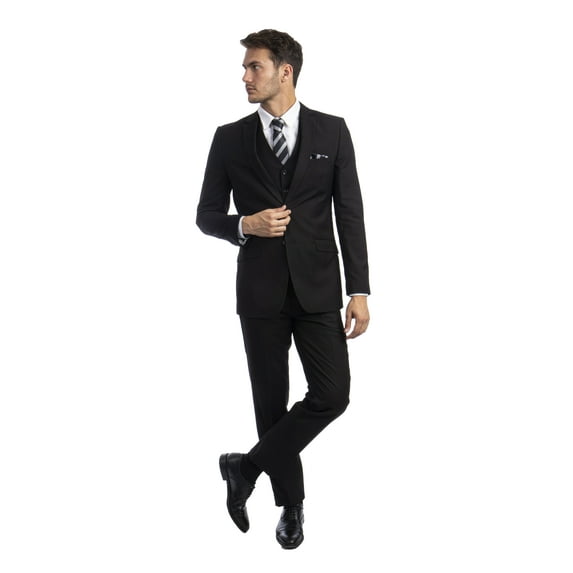 Azzuro Slim Fit Three-Piece Two Button Closure, Pant Suits (Men's)
