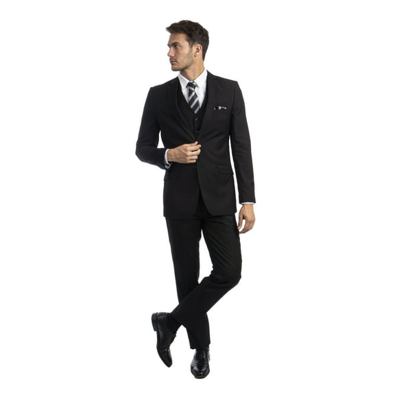 Azzuro Slim Fit Three-Piece Two Button Closure, Pant Suits (Men's)