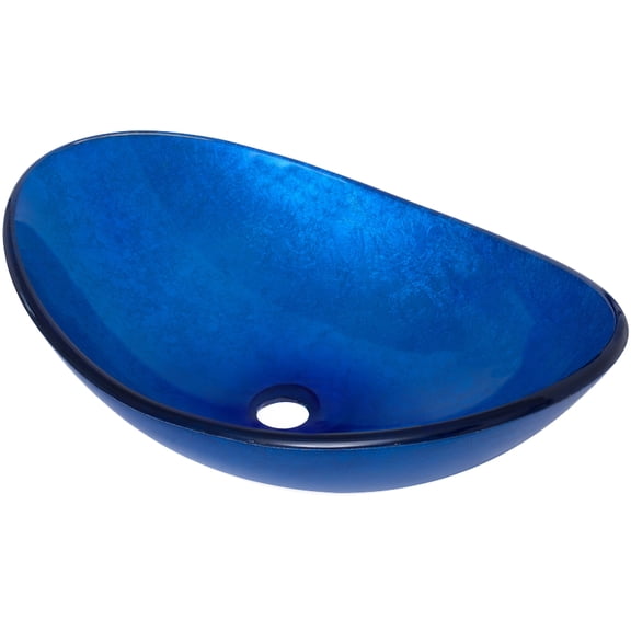 Novatto TIG-S132-8031 Azzurro Blue Foiled Oval Glass Vessel Bath Sink