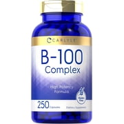 B-100 Complex Vitamins | 250 Capsules | Non-GMO, Gluten Free | by Carlyle
