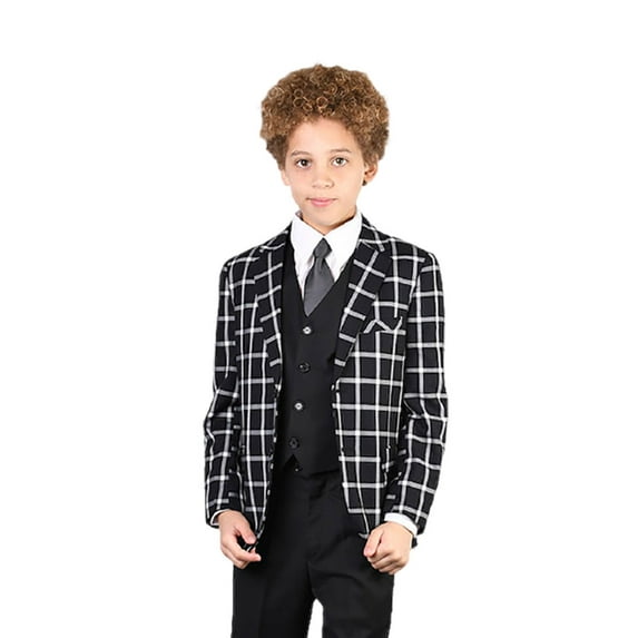 B-102 Black 3pc Compose Suit with Vest By Alberto Nardoni Brand Designer