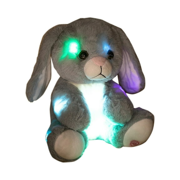 B 11 Inch Colorful Glowing Rabbit Stuffed Plush Toy Soft Led Light Up Doll For Kids Cuddle Buddy Bedroom Nightlight And Decor