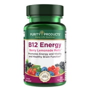 B-12 Energy Berry Lemonade Melt w/ Super Fruits by Purity Products - Methylcobalamin B12 - Vitamins B6, D3, Folic Acid and Biotin - High Absorption MecobalActive B 12 - 30 Melting Tablets