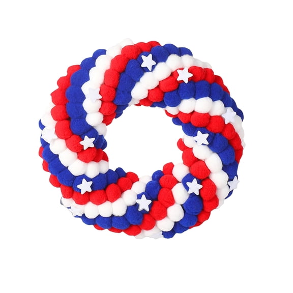 B 13.8 Inch Independence Day Foam Wreath With Stars And Stripes Patriotic Door Hanger For Fourth Of July Outdoor Wall Porch Decoration