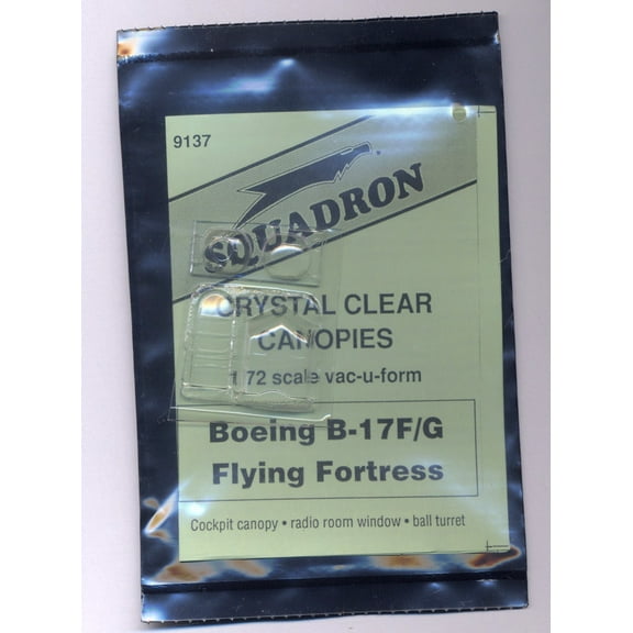 B-17 F/G Vacuform Canopy, Glazing Set #1 for Hasegawa (1/72 model kit accessory)