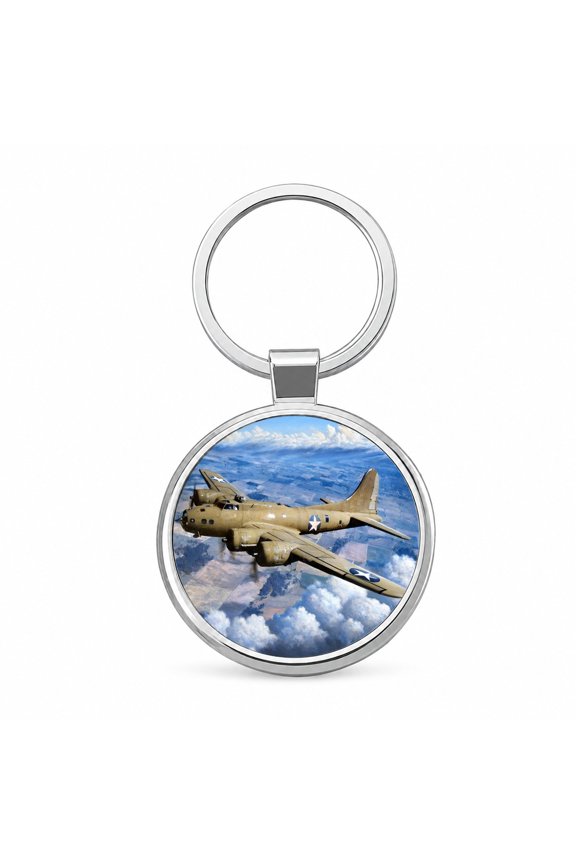 B-17 Flying Fortress WWII United States Air Force Heavy Bomber Metal Round Keychain