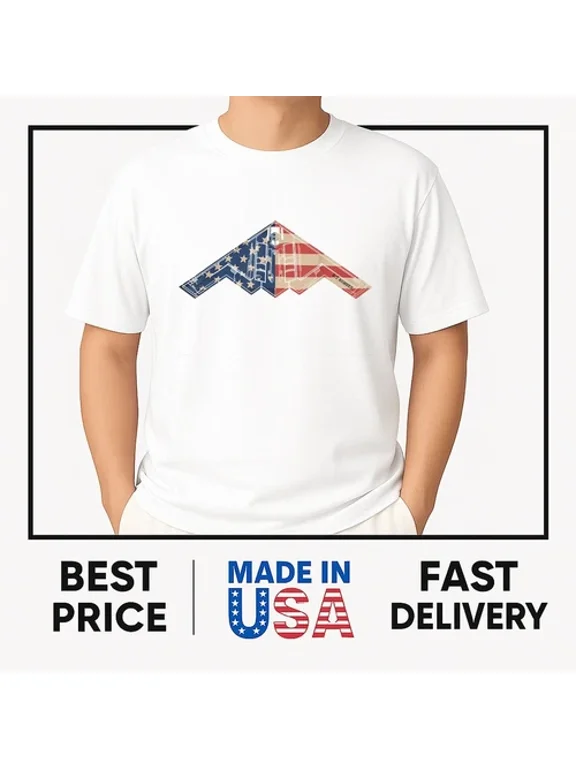 B-2 Bomber Stealth Aircraft Schematic American Flag B2 T-Shirt Bestseller