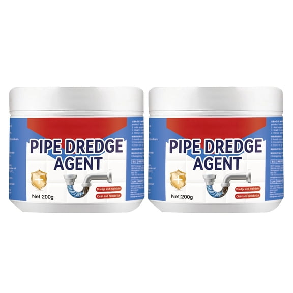 B 2-Pack Drain Unblocker Powder 200G Each Powerful Pipe Cleaner For Clogs Odors And Stain Removal Bathroom Kitchen Sink