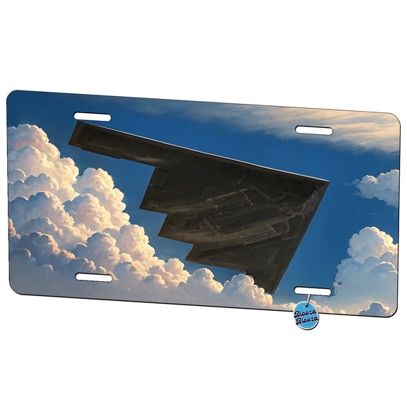 B-2 Spirit Stealth Bomber Airplane In Flight Illustration Metal Novelty License Plate