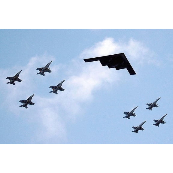 B-2 Stealth Bomber in Exercise Valiant Shield Style - A - 12x18 Inch Laminated Aviation Poster - Stunning Detail and Bold Colors