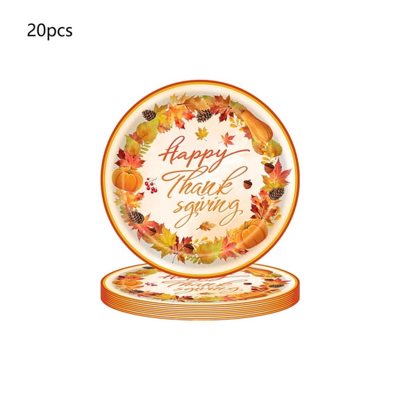 B 20 Pack 9 Inch Thanksgiving Paper Plates With Pumpkin Maple Leaf