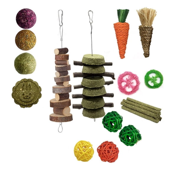 B 2026 Natural Wood Small Pet Chewing Toy 15 Piece Set For Rabbit Hamster Chinchilla Teeth Grinding