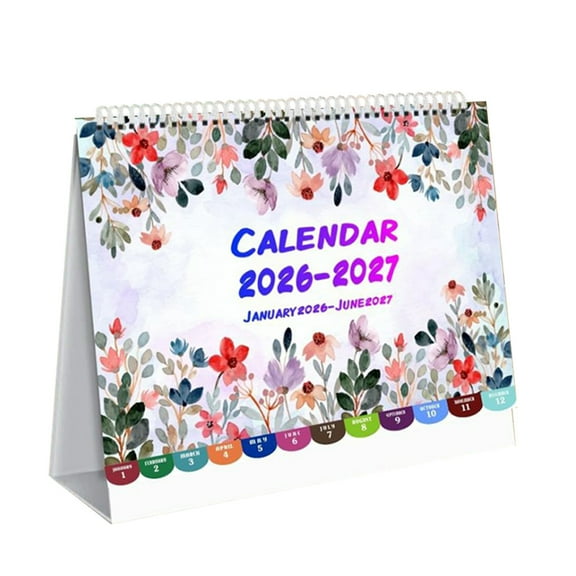 B 2026 To 2027 18 Month Desk Calendar With Stand For Office Home Multiple Country Holidays Daily Grids