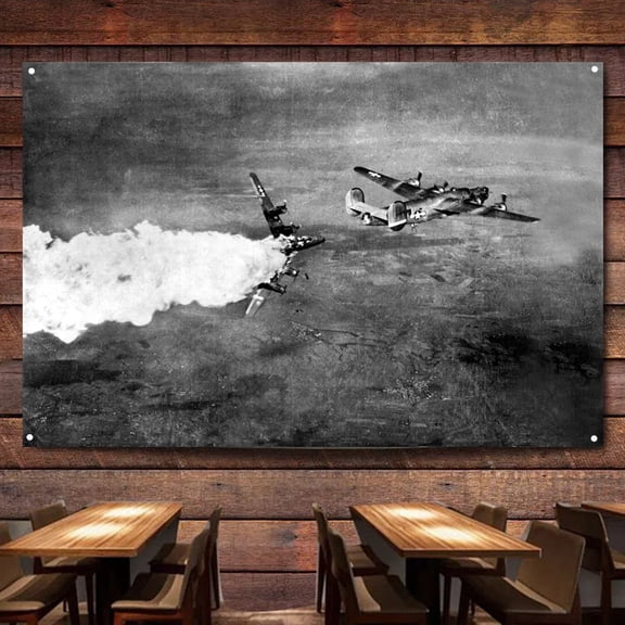 B-24 Liberator Bomber in World War II Flag Banner Wall Chart Canvas Painting Aviation Military Art Posters & Prints Wall Art Decoration Tapestry For Room, Classroom, Home, Bedroom,38X57 inches