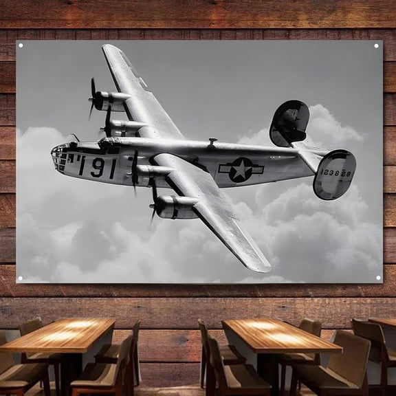 B-24 Liberator Bomber in World War II Flag Banner Wall Chart Canvas Painting Bombers Fighter Jets Posters & Prints Wall Art Decoration Tapestry For Room, Classroom, Home, Bedroom,38X57 inches