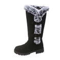 thumbnail image 1 of B-261 Black Ladies' Winter Warm Snow Boots Round Toe Low Heel Knee-High Plush Lined Solid Color Casual Long Footwear, 1 of 9