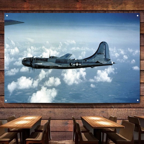 B-29 Superfortress heavy bomber in WW II Flag Banner Wall Chart Canvas Painting Aviation Military Art Posters & Prints Wall Art Decor Tapestry For Room, Classroom, Home, Bedroom,38X57 inches