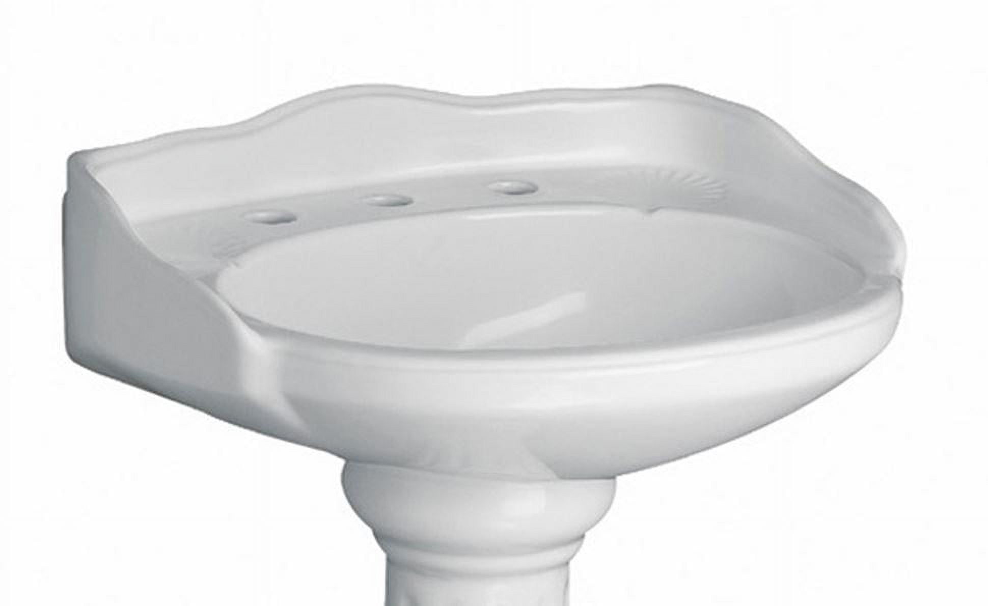 Vicki Oval White Ceramic Pedestal Sink with Faucet Holes