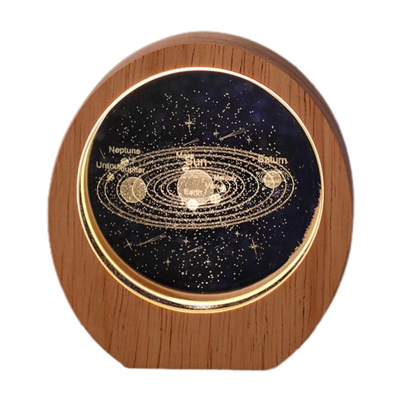 B 3D Laser Engraved Crystal Night Light With Wood Base Birthday Gift And Home Decor Illuminated Ornament