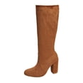 thumbnail image 1 of B-615 Brown Womens Casual Versatile Chunky Heel Boots Elegant Classic Style For Fall Winter Thick Sole Trendy Mid Calf Boots, 1 of 9