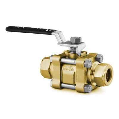B-63TS8-JL | Swagelok 63 Series Ball Valve (2 Way), Inlet/Outlet : 1/2" Tube : OD Compression, 1,500 psi, Brass, Lever Locking Device