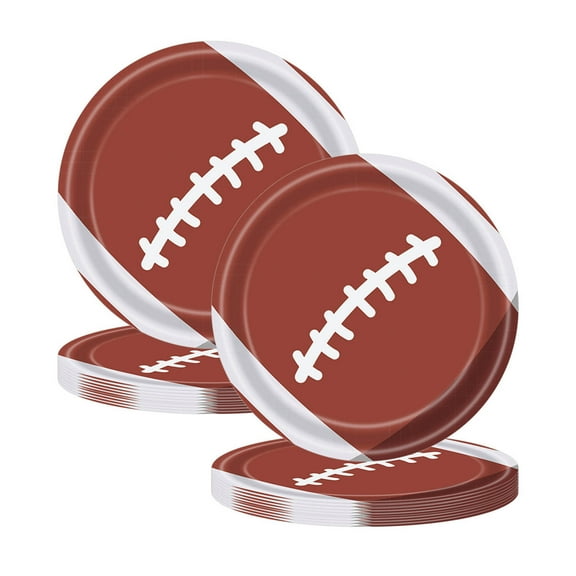 B 7 Inch Disposable Dining Plates Football Themed Disposable Tableware Set Party Decoration Supplies For Sports Party 50 Count