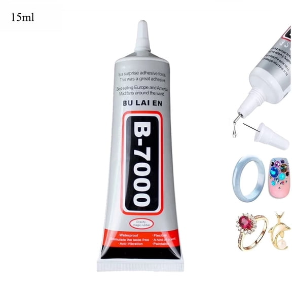 15ml B-7000 Glue for Bonding Mobile Phone, 15ml Super Adhesive Clear Semi Fluid Transparent Glues for Tablet, Metal, Wood, Pearls, Jewelry, Rubber, Rhinestones, Leather and Textile