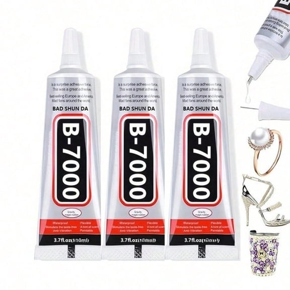 B-7000 Rhinestones Craft Glue, 50ML Clear Adhesive B7000 Glue Multipurpose Gem Glue with Precision Tips for DIY Art Fabric Cell Phones Metal Jewelry Making