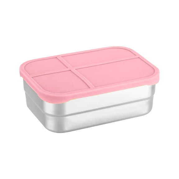 B 720Ml Rectangular Food Grade Snack Box Pink For Lunch Storage Bento Container Leak Proof Meal Prep 6Inch