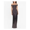 thumbnail image 1 of B&A  BY BETSY & ADAM Womens Black Glitter Zippered Gown Short Sleeve Off Shoulder Full-Length Formal Sheath Dress 4, 1 of 4