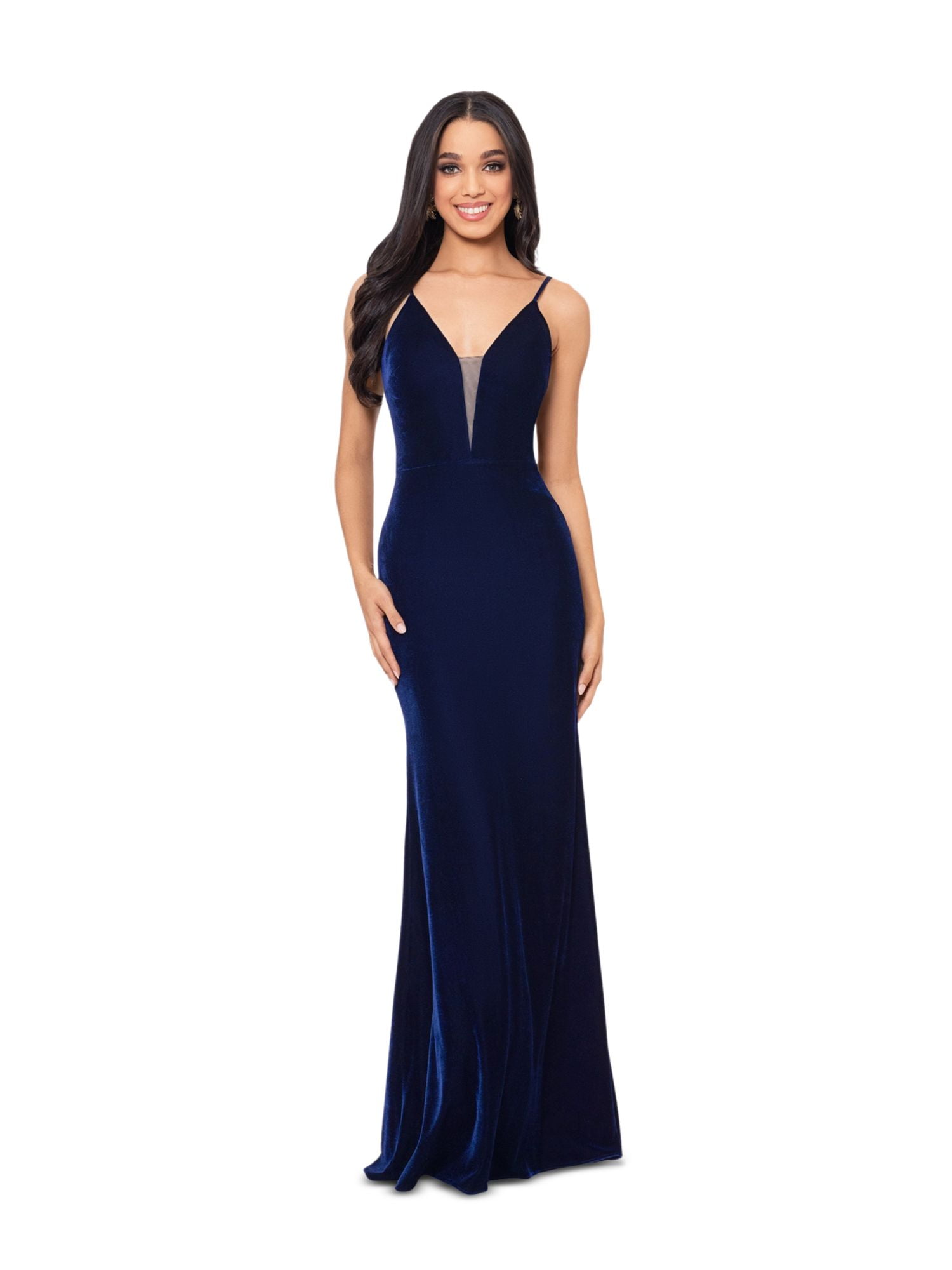 With Leg Slit Betsy & Adam Women's Velvet Asymmetrical-Neck One Strapless Party Dress With Leg Slit Betsy & Adam Women's Velvet Asymmetrical-Neck One Strapless Party Dress