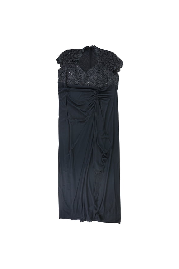 Womens Sequined Gown Dress, Blue, Plus Size, 22W