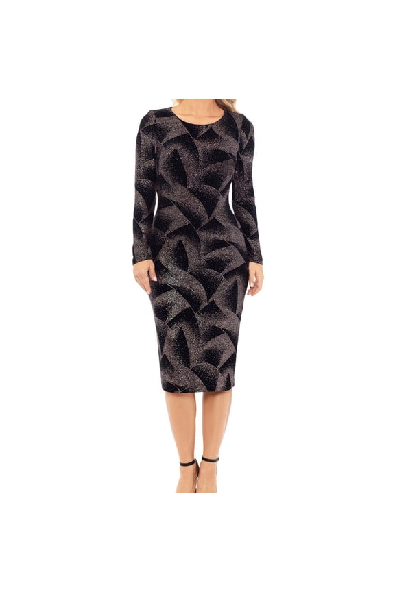 Womens Glitter Knit Jersey Dress, Metallic, 8