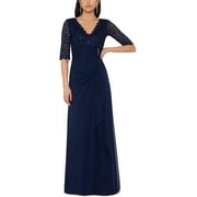 BETSY & ADAM B&A by Betsy and Adam Womens Lace V-Neck Evening Dress