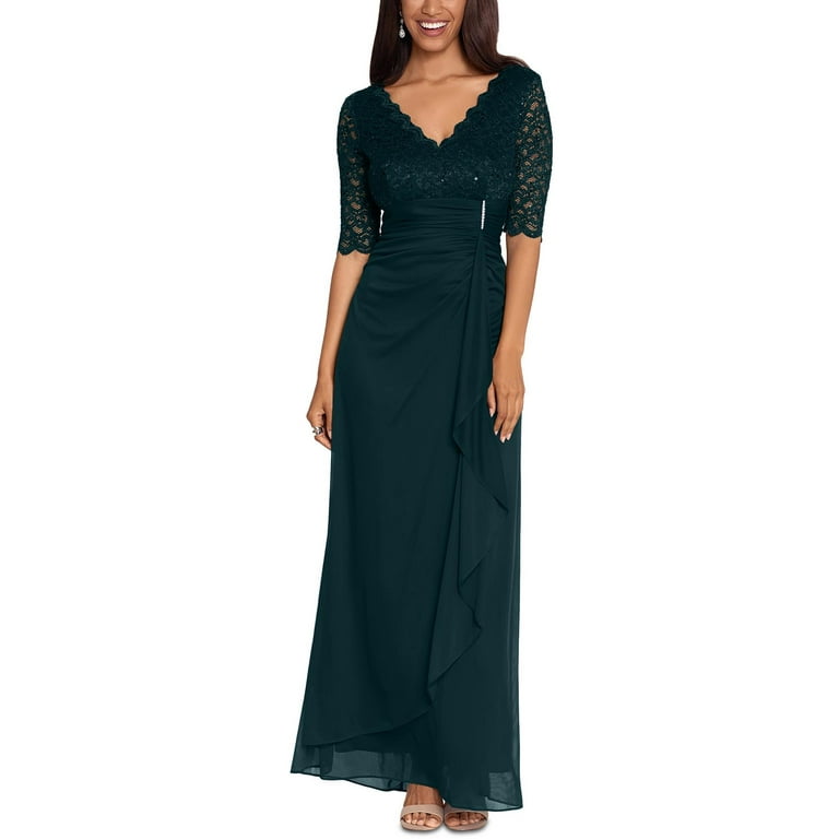 B A by Betsy and Adam Womens Lace V Neck Evening Dress Walmart