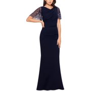 BETSY & ADAM B&A by Betsy and Adam Womens Petites Knit Embellished Evening Dress