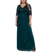 B&A BY BETSY & ADAM B&A by Betsy and Adam Womens Plus Lace Embellished Evening Dress